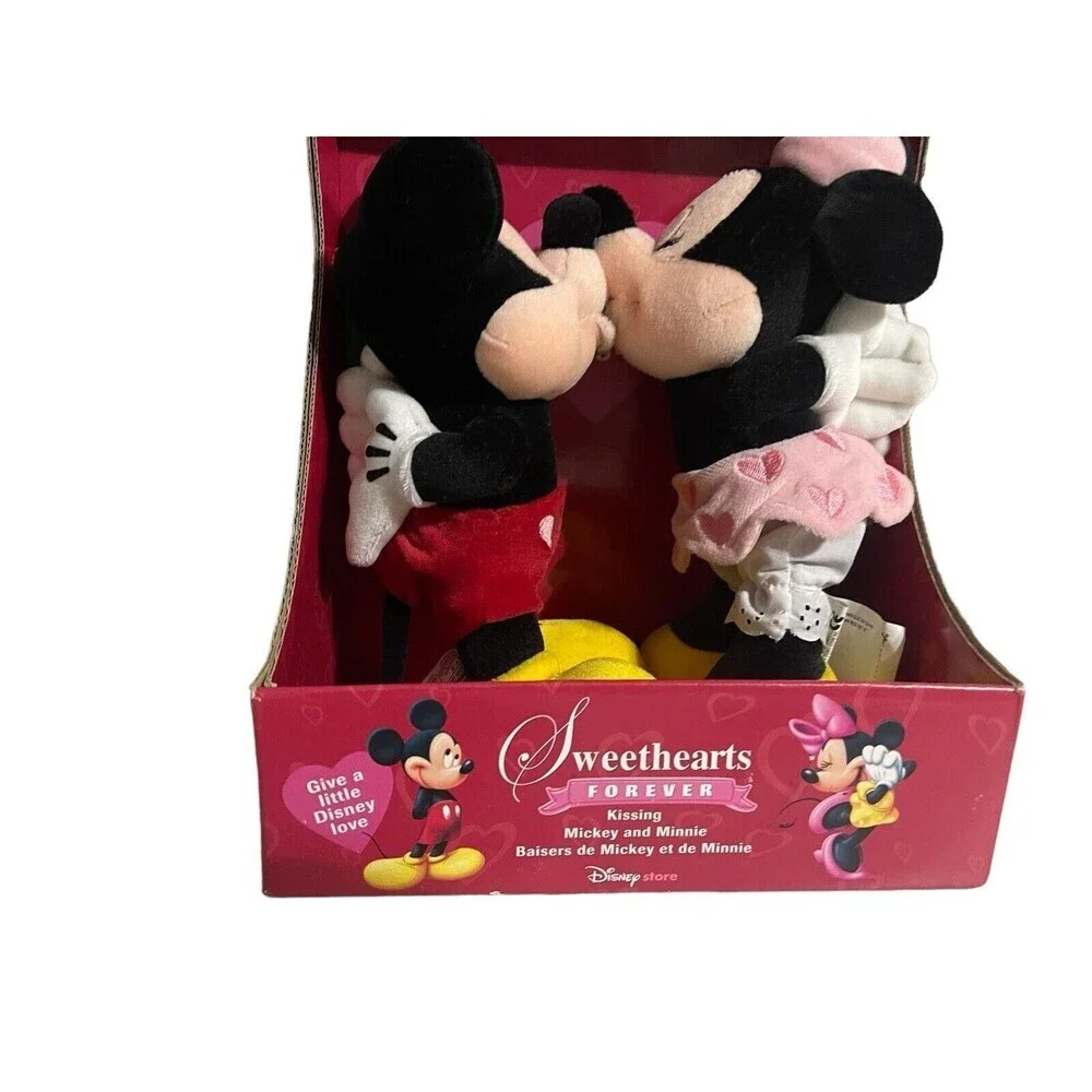 Disney Store Mickey & Minnie Kissing Sweethearts Forever Valentines Plush Toy